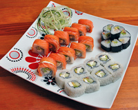 Sushi-Zutaten in der Zusammenstellung